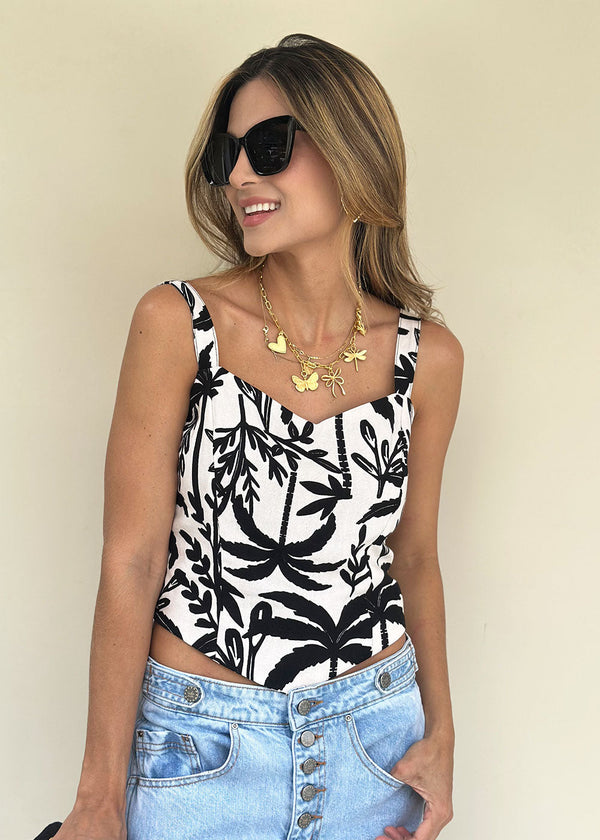 Remedios Palms Printed Crop-Top