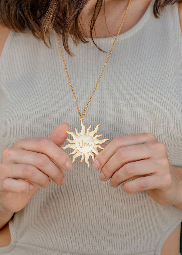 Vida Mía 24K Gold Plated Sun Pendant Long Necklace