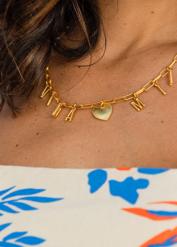 Vida Mía 24K Gold Plated Letter Charm Short Necklace