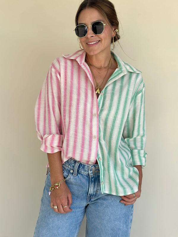 Penélope Embroidered Striped Long Sleeve Shirt