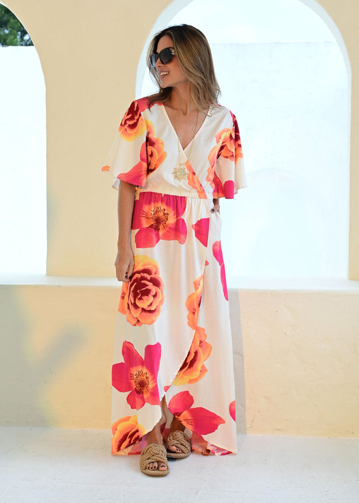 Candida Floral Wrap-Front Maxi Dress XS / Floral Printed