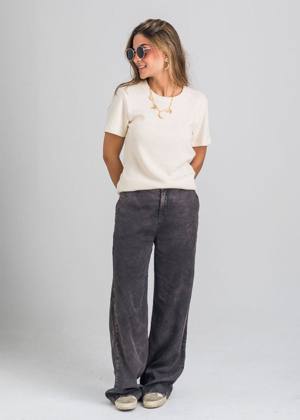 Magenta Black Tencel Sustainable Tailored Trousers