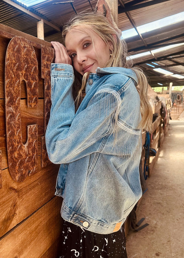 Candelaria Denim Fringes Jacket