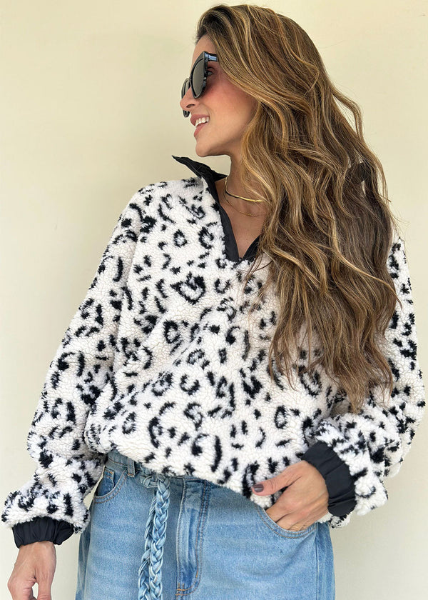 Bella Animal Print Faux Shearling Jacket