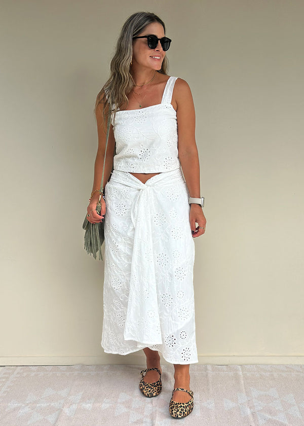 Antonella Eyelet Maxi Skirt